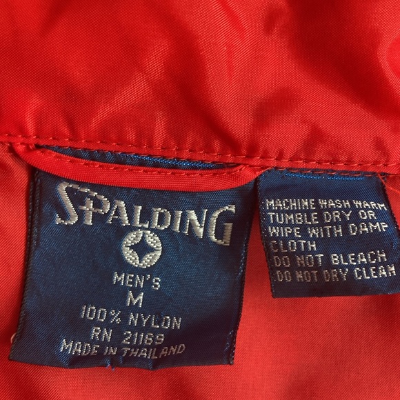 Vintage Spalding Jacket Mens Medium Red Blue Full Zip Pockets Track Windbreaker - Picture 3 of 9